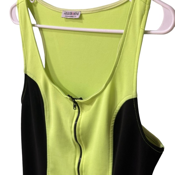 💚Neon yellow/greenish zip mini dress - Picture 2 of 5